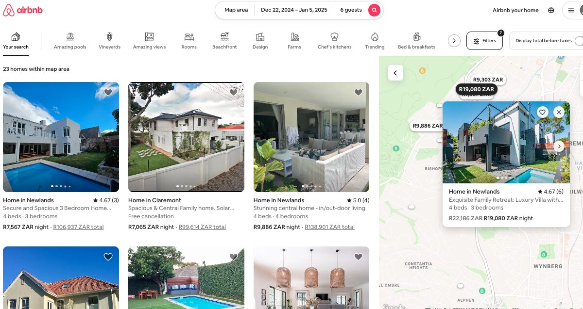 airbnb pricing strategy newlands cape town